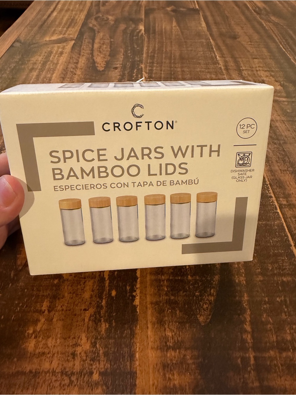 Crofton Spice Jars with Neutral Tan Bamboo Lid